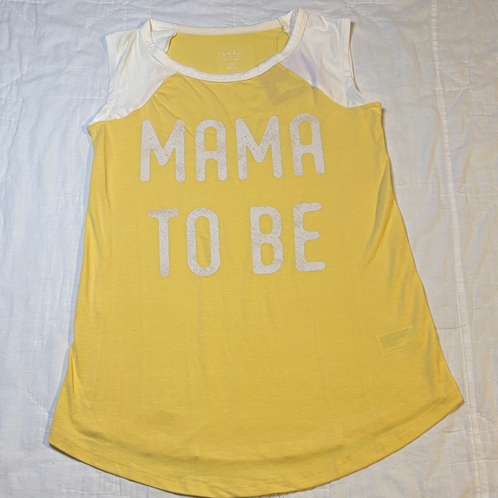 Isabel Maternity "Mama To Be" Sleeveless Baseball Graphic Tee XS NWT